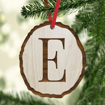 Ornament Letter E Wood Slab Image 1