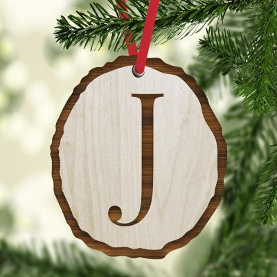 Ornament Letter J Wood Slab Image 1