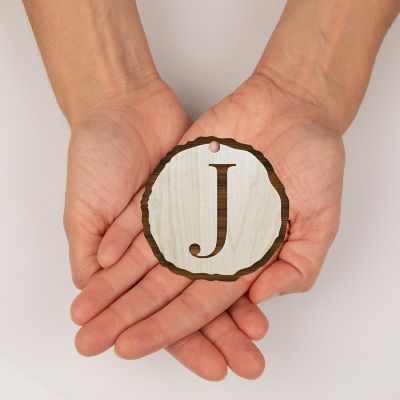Ornament Letter J Wood Slab Image 3