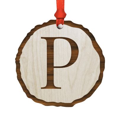 Ornament Letter P Wood Slab Image 1