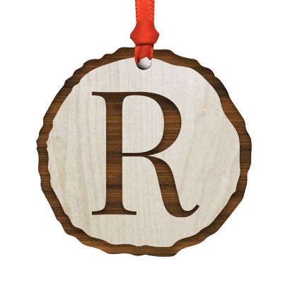 Ornament Letter R Wood Slab Image 1