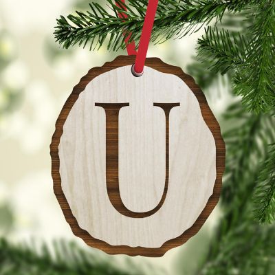 Ornament Letter U Wood Slab Image 1