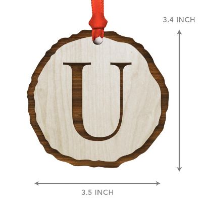 Ornament Letter U Wood Slab Image 2