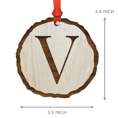 Ornament Letter V Wood Slab Image 2