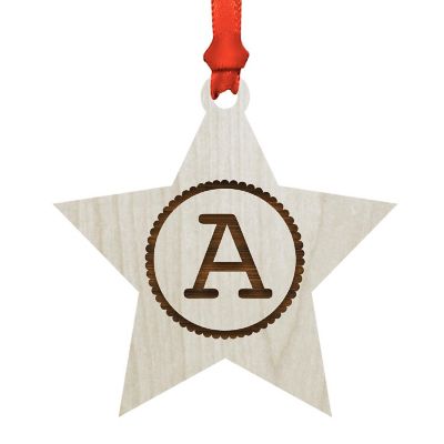 Ornament Wood Letter A Star Image 1