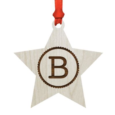 Ornament Wood Letter B Star Image 1