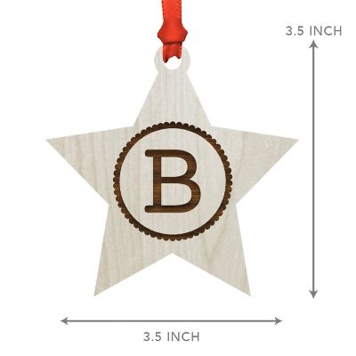 Ornament Wood Letter B Star Image 2