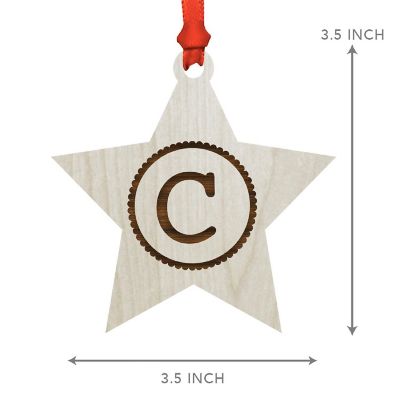Ornament Wood Letter C Star Image 2