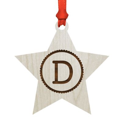 Ornament Wood Letter D Star Image 1
