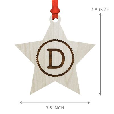 Ornament Wood Letter D Star Image 2