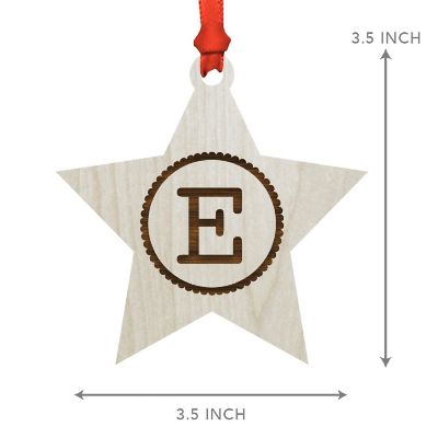 Ornament Wood Letter E Star Image 2