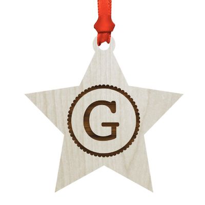 Ornament Wood Letter G Star Image 1