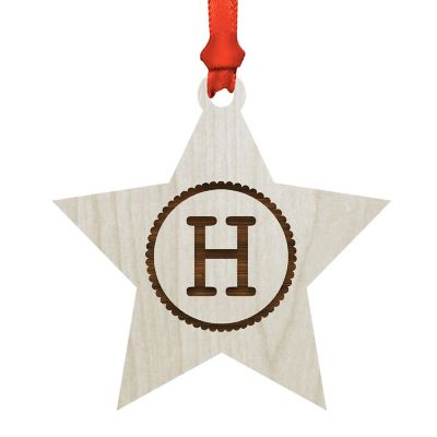 Ornament Wood Letter H Star Image 1