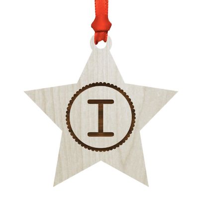 Ornament Wood Letter I Star Image 1