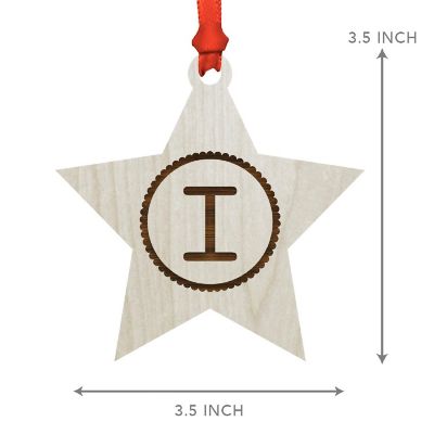 Ornament Wood Letter I Star Image 2