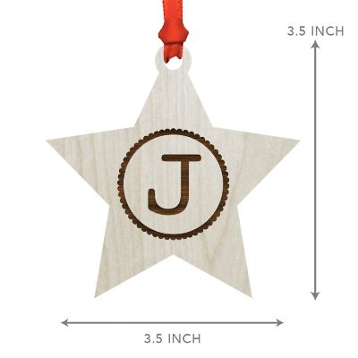 Ornament Wood Letter J Star Image 2