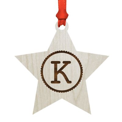 Ornament Wood Letter K Star Image 1