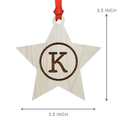 Ornament Wood Letter K Star Image 2