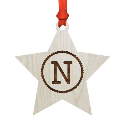 Ornament Wood Letter N Star Image 1