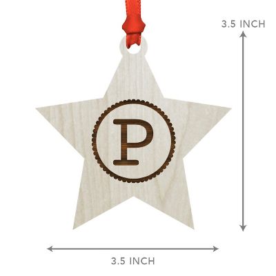 Ornament Wood Letter P Star Image 2