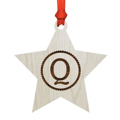 Ornament Wood Letter Q Star Image 1
