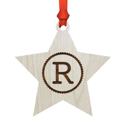 Ornament Wood Letter R Star Image 1