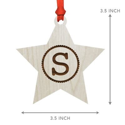 Ornament Wood Letter S Star Image 2