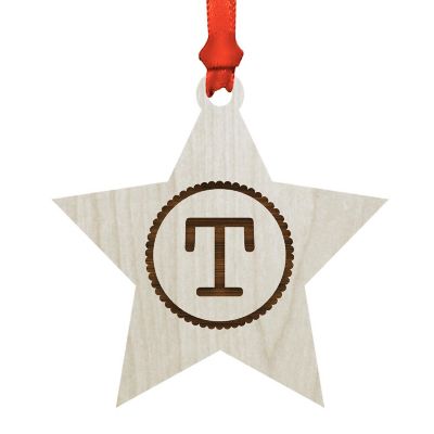 Ornament Wood Letter T Star Image 1
