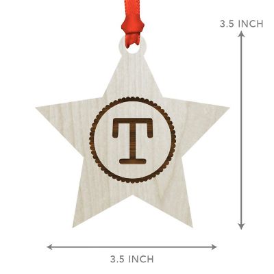 Ornament Wood Letter T Star Image 2