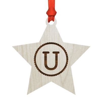 Ornament Wood Letter U Star Image 1