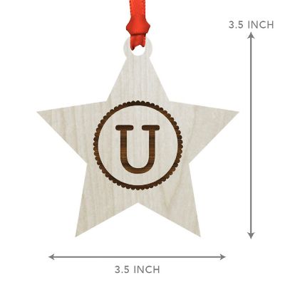 Ornament Wood Letter U Star Image 2