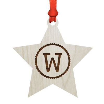 Ornament Wood Letter W Star Image 1