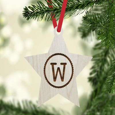 Ornament Wood Letter W Star Image 1