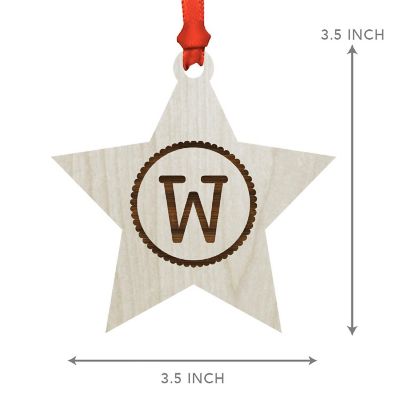 Ornament Wood Letter W Star Image 2