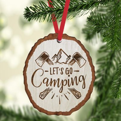 Ornament Wood Slab Let's go Camping Image 1