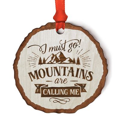 Ornament Wood Slab Mountains are Calling Image 1