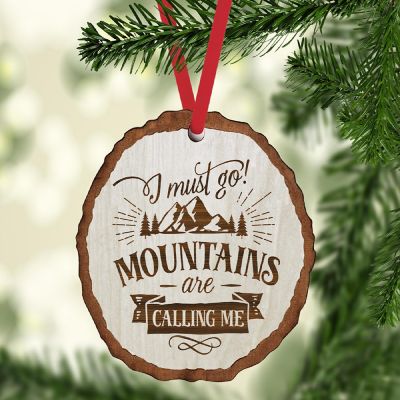Ornament Wood Slab Mountains are Calling Image 1