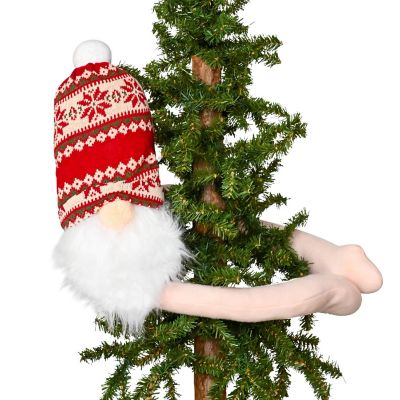Ornativity Gnome Christmas Tree Hugger - Xmas Treetop Decorations Elf Head and Arms Funny Holiday Treetopper Ornament Decoration Image 1