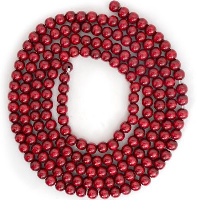 Ornativity Red Cranberry Wooden Garland - Rustic Red Wood Beaded Christmas Tree Decorations Garland Bead Strand Image 1
