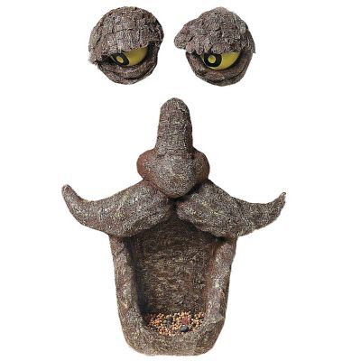 Ornativity Tree Face Bird Feeder - Old Man Funny Faces Outdoor Decorative Birdfeeder with Glow in the Dark Eyes for Spooky Garden Decor Image 1