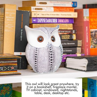 Ornativity White Owl Statue Figurine - Animal Sculpture Home Decoration for Bedroom Living Room Kitchen Office Bathroom House Decor Figurines Image 1