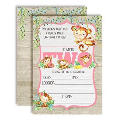 Our Little Monkey Pink Invitations 40pc. by AmandaCreation Image 1