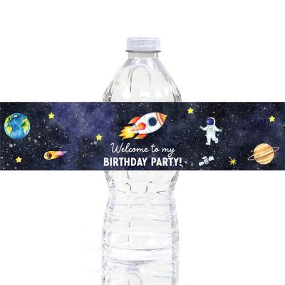 Outer Space Bday Bottle Label 2.5x8.5in Image 1