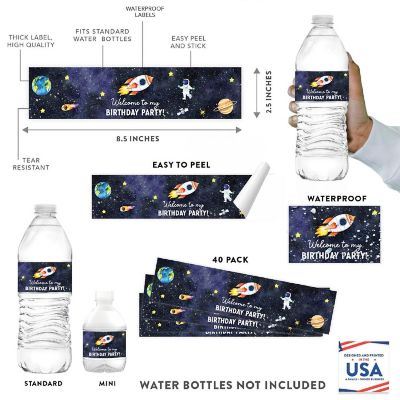 Outer Space Bday Bottle Label 2.5x8.5in Image 1