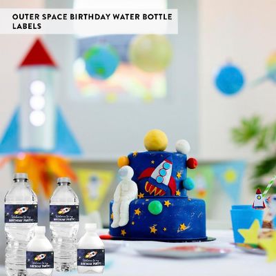 Outer Space Bday Bottle Label 2.5x8.5in Image 2