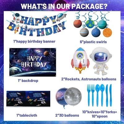 Outer Space Birthday Party DecorationsOuter Space Birthday Party SuppliesSpace Themed Decoration Include Space (Foil) Balloon/Happy Birthday Banner/Cake Topper Image 1