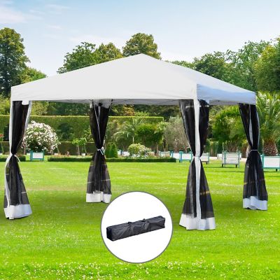 Outsunny 10' x 10' Heavy Duty Pop Up Canopy Removable Mesh Sidewall Netting Easy Setup Design Outdoor Party Event Image 1