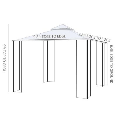 Outsunny 10' x 10' Steel Outdoor Patio Gazebo Canopy Removable Mesh Curtains Display Shelves and Steel Frame Cream White Image 3