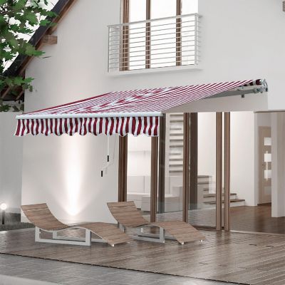 Wine Red Outsunny 10X8 Manual Retractable Patio Sun Shade Awning 