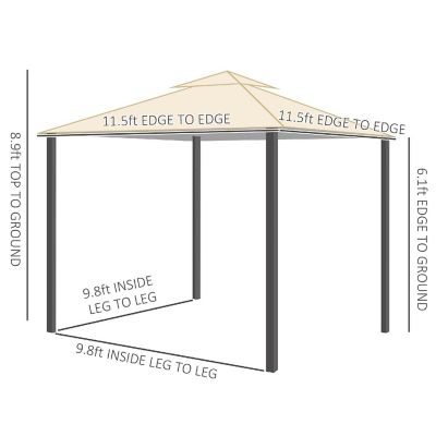 Outsunny 12' x 12' Outdoor Canopy Tent Party Gazebo Double Tier Roof Steel Frame Included Ground Stakes Beige Image 3
